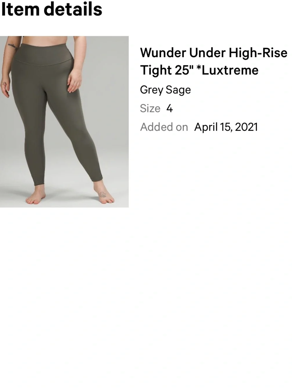 lululemon athletica Olive Green High-Rise Leggings